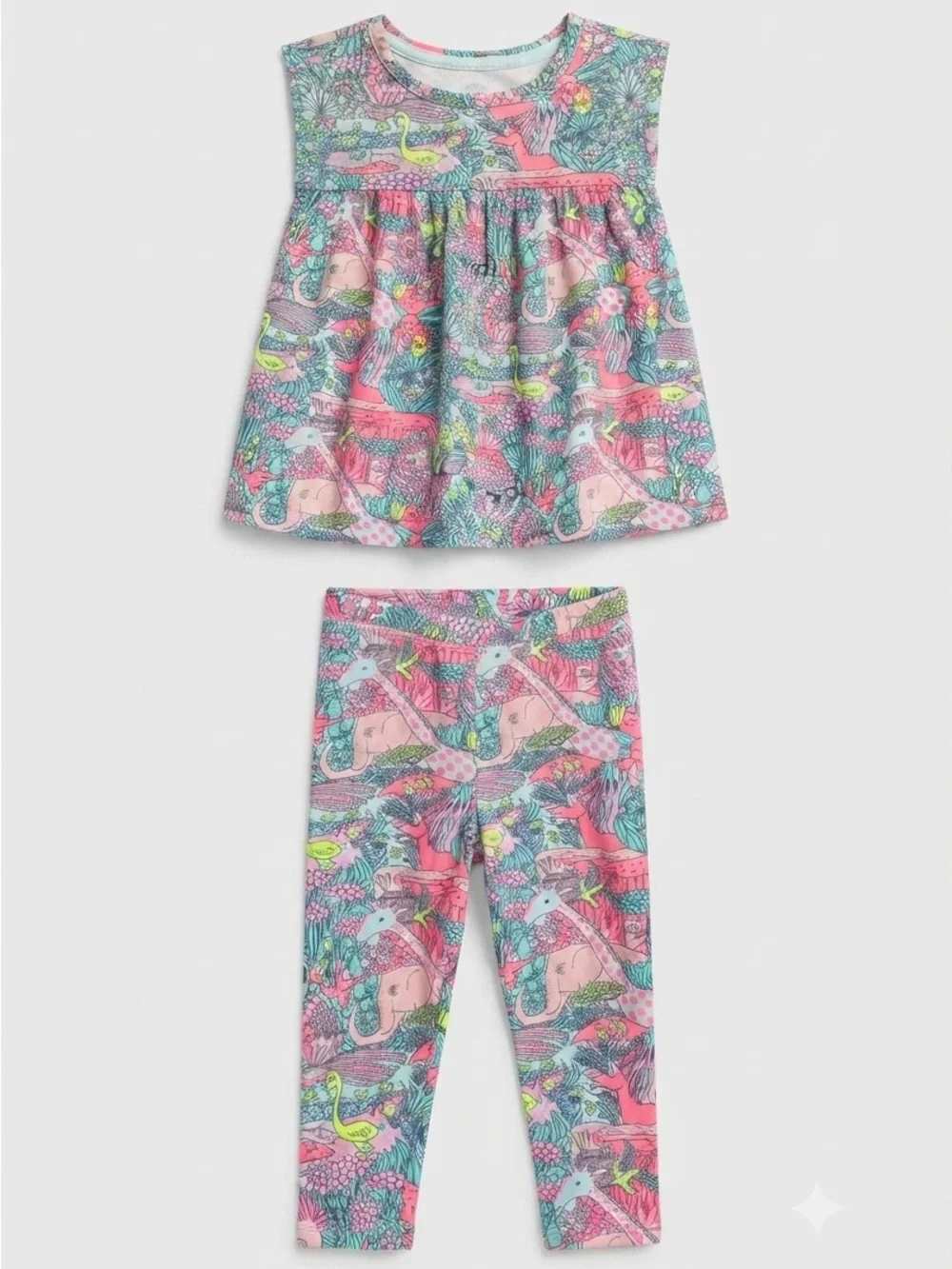 Baby Gap Jungle Animal Print 2-Piece Top & Leggings Set Size 3T